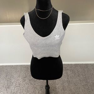 Adidas Grey Cropped Tank Size Small